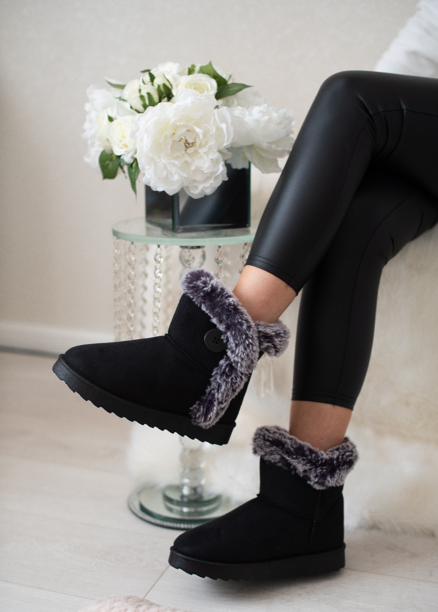 black calf hugging boots